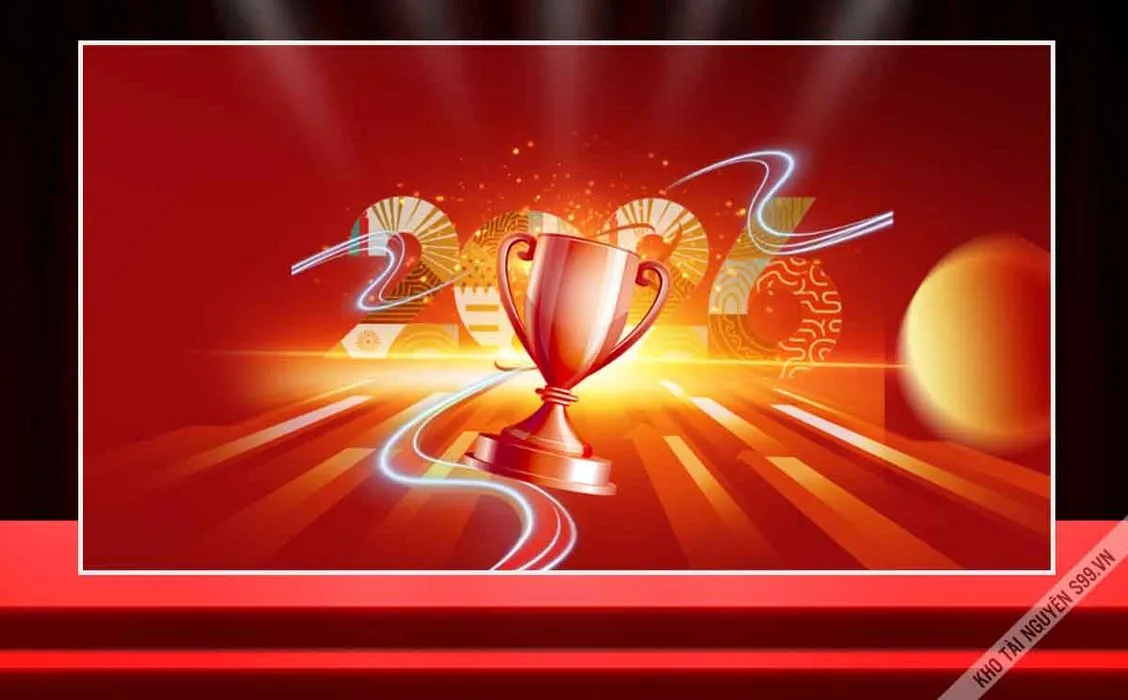 File Corel backdrop cúp chúc mừng năm mới 2026