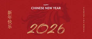 Ngựa đỏ nền vảy cá cùng chữ số 2026 chúc mừng năm mới - File Ai