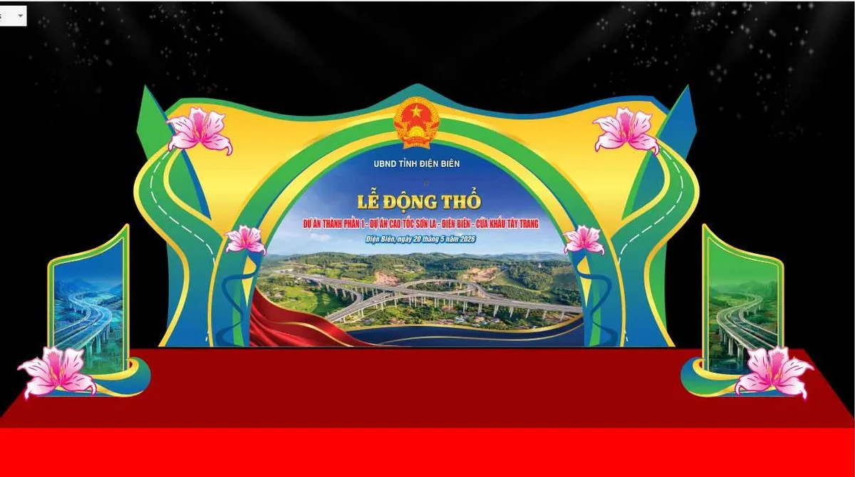 Backdrop Lễ Động Thổ Hiện Đại - Thiết Kế Vector CDR Chuyên Nghiệp