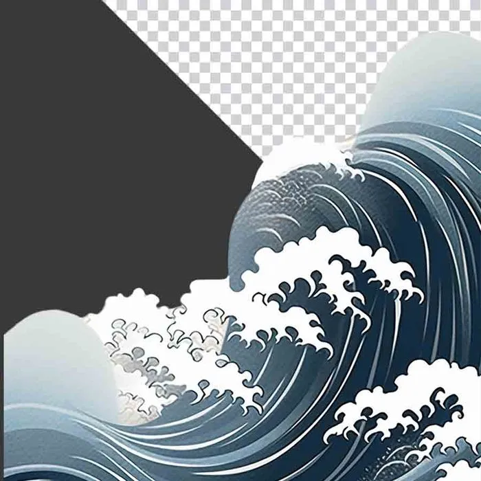 Sóng Biển Phong Cách Nhật Bản - File PNG Chất Lượng Cao cho Thiết Kế