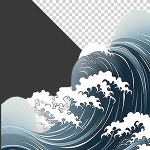 Sóng Biển Phong Cách Nhật Bản - File PNG Chất Lượng Cao cho Thiết Kế