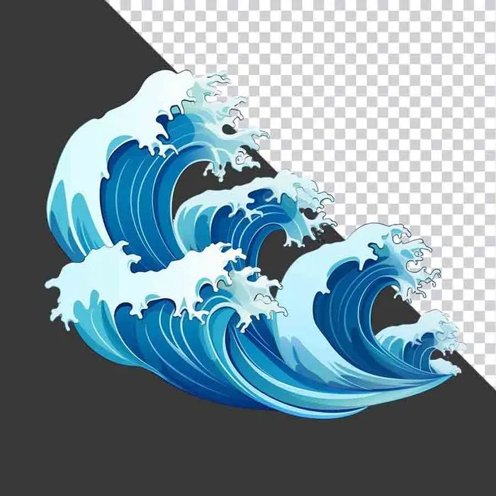Sóng Biển Xanh Đậm PNG Chất Lượng Cao cho Thiết Kế Đồ Họa