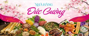 Background Biển Bảng Nhà Hàng Đức Cường Hoa Anh Đào & Món Ăn CDR