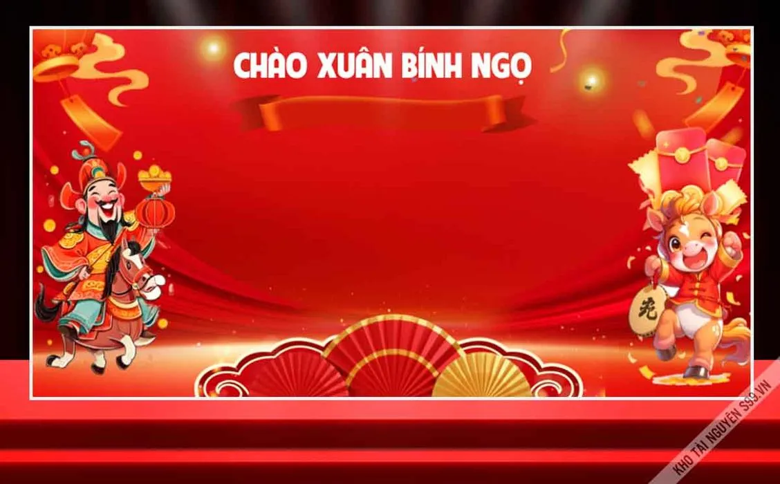 File corel Chào xuân Bính Ngọ nền đỏ Thần Tài linh vật ngựa