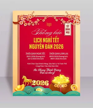 Thông báo lịch nghỉ Tết Nguyên Đán 2026 PSD
