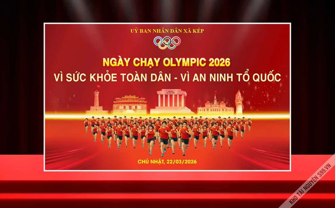 Backdrop Olympic 2026: Chạy Vì Sức Khỏe Toàn Dân - File CDR