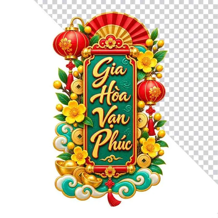 Liễn Gia Hòa Vạn Phúc lồng đèn hoa mai thỏi vàng.PNG