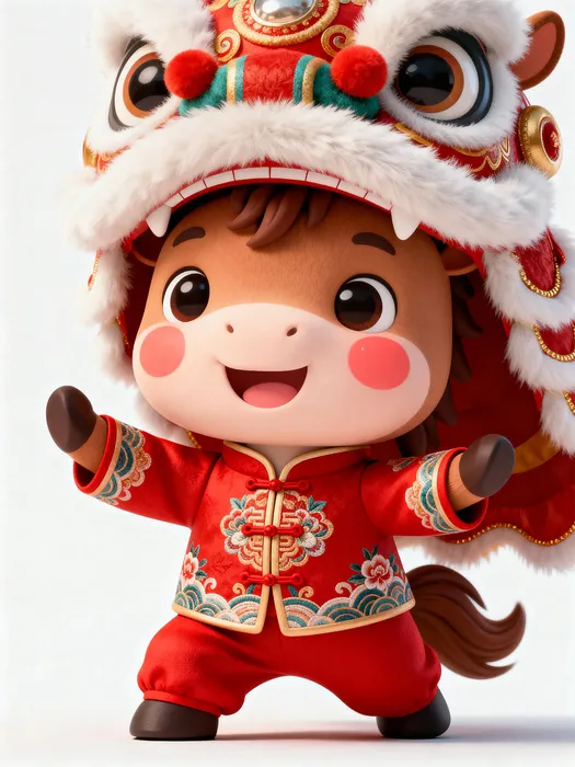 Minh Họa Ngựa Con Hoạt Hình Múa Lân Đáng Yêu - Tải Ngay PNG!