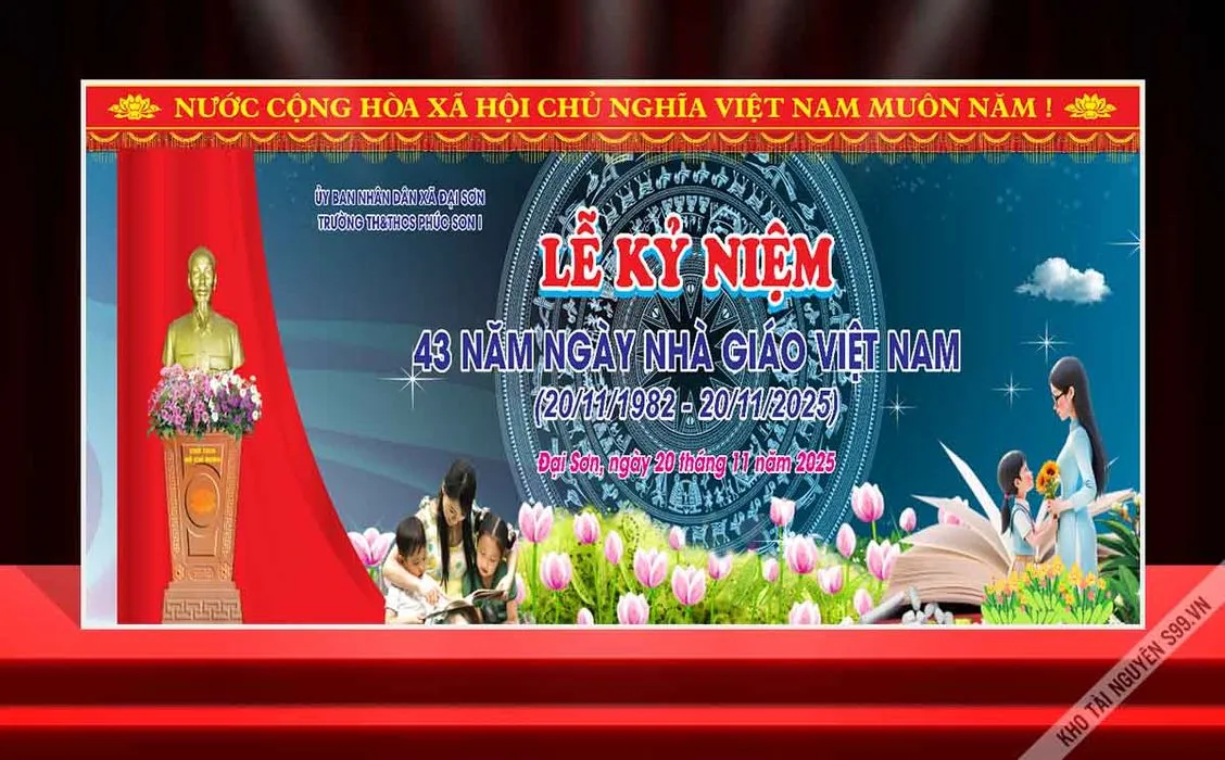 Backdrop Lễ Kỷ Niệm 43 Năm Ngày Nhà Giáo Việt Nam CDR