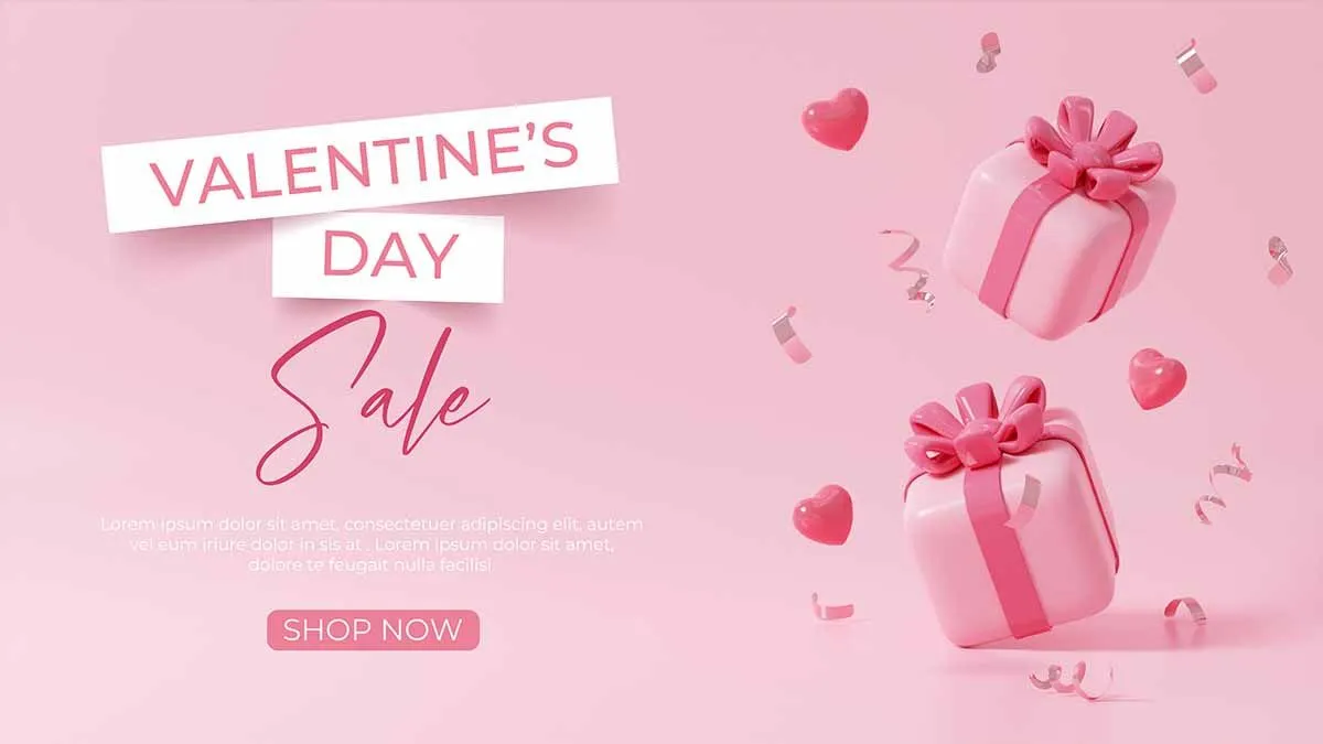 Valentine sale hộp quà hồng sang trọng File EPS