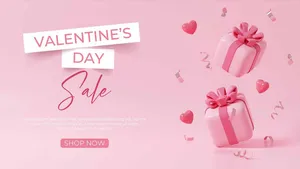 Valentine sale hộp quà hồng sang trọng File EPS