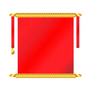 Cuốn thư đỏ đơn giản viền vàng trang trí Tết Vector