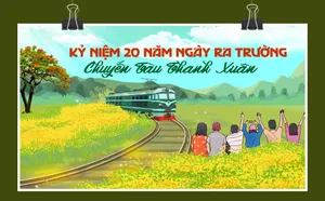 Phông nền, background kỷ niệm 20 năm ngày ra trường - chuyến tàu thành xuân file corel