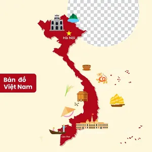 Bản đồ Việt Nam file PNG hình ảnh các địa danh tại Việt Nam - Mẫu số 3