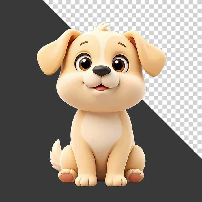 Cún Con Hoạt Hình Dễ Thương - File PNG Nền Trong Suốt