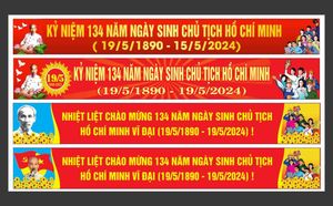 Băng rôn mừng ngày sinh nhật chủ tịch Hồ Chí Minh nền đỏ - Mẫu số ST666