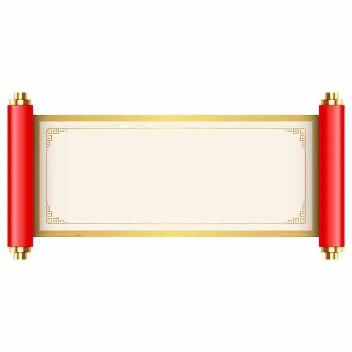 Vector Cuộn Thư Nền trắng Viền Vàng