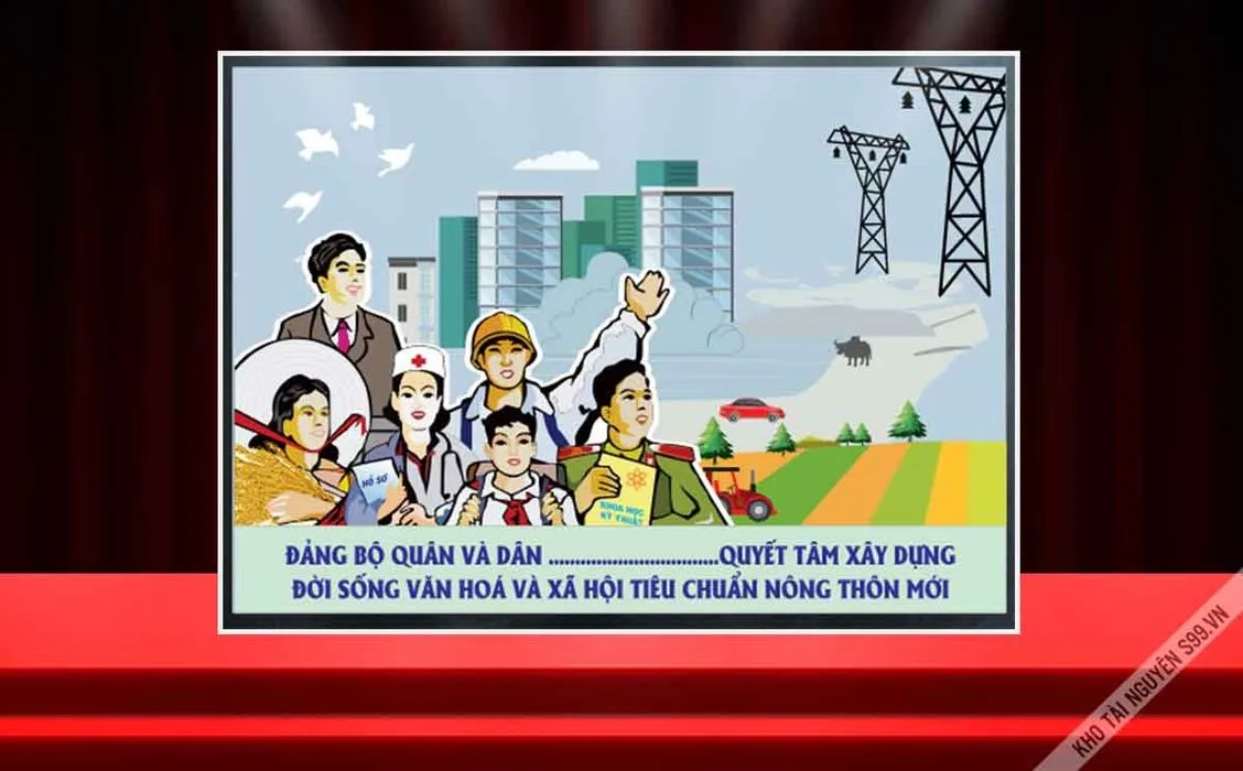 Pano tuyên truyền xây dựng đời sống văn hóa và xã hội tiêu chuẩn nông thôn mới File Corel