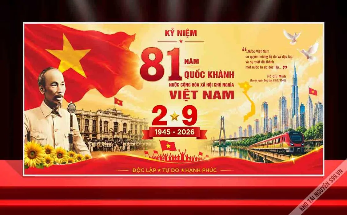 Mẫu phông nền kỷ niệm 81 năm Quốc khánh Việt Nam 2 tháng 9 File Corel
