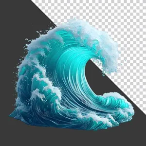 Sóng biển 3D xanh ngọc cuộn trào - File PNG