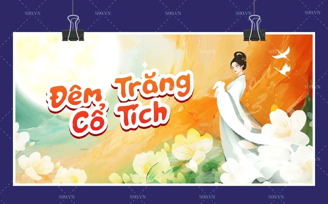 Backdrop Đêm Trăng Cổ Tích Trung Thu file Corel