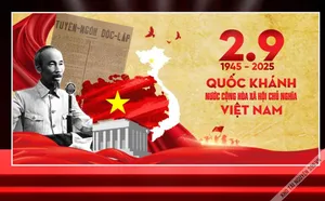 File Corel phông nền Quốc khánh 2 - 9  Hình Bác Hồ đọc Tuyên ngôn Độc lập