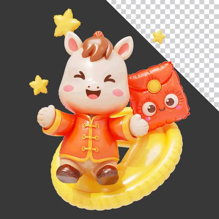 Hình minh họa Chú Ngựa Dễ Thương Đón Tết: File PSD Đa Lớp