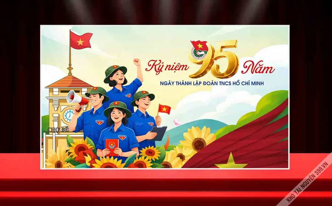 Backdrop Kỷ Niệm 95 Năm Đoàn TNCS Hồ Chí Minh – File CDR Vector