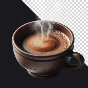 File PNG Ly cà phê sứ nâu có khói bốc hơi
