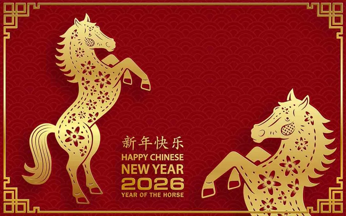 Ngựa vàng chào năm mới 2026 phong cách cổ điển File Vector
