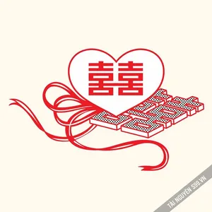 Tải File Chữ Hỷ Vector CDR Song Hỷ Trái Tim Lãng Mạn