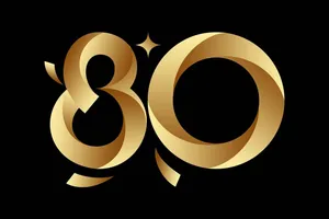 Số 80 khối 3D chất liệu màu vàng gold file vector - Mẫu 5