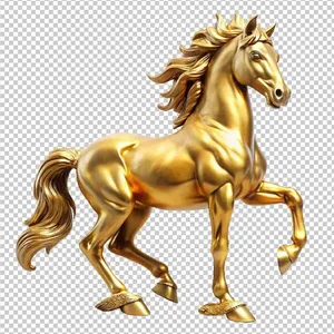 File PSD Ngựa vàng dựng chân đầy khí chất