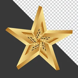 Ngôi sao vàng họa tiết 3D tinh xảo PNG