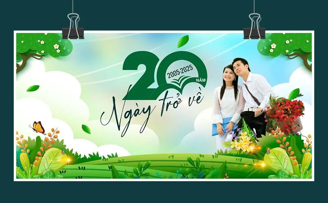 Phông Nền Ngày Trở Về 20 Năm – Thiết Kế Gặp Mặt Hội Lớp File Corel CDR