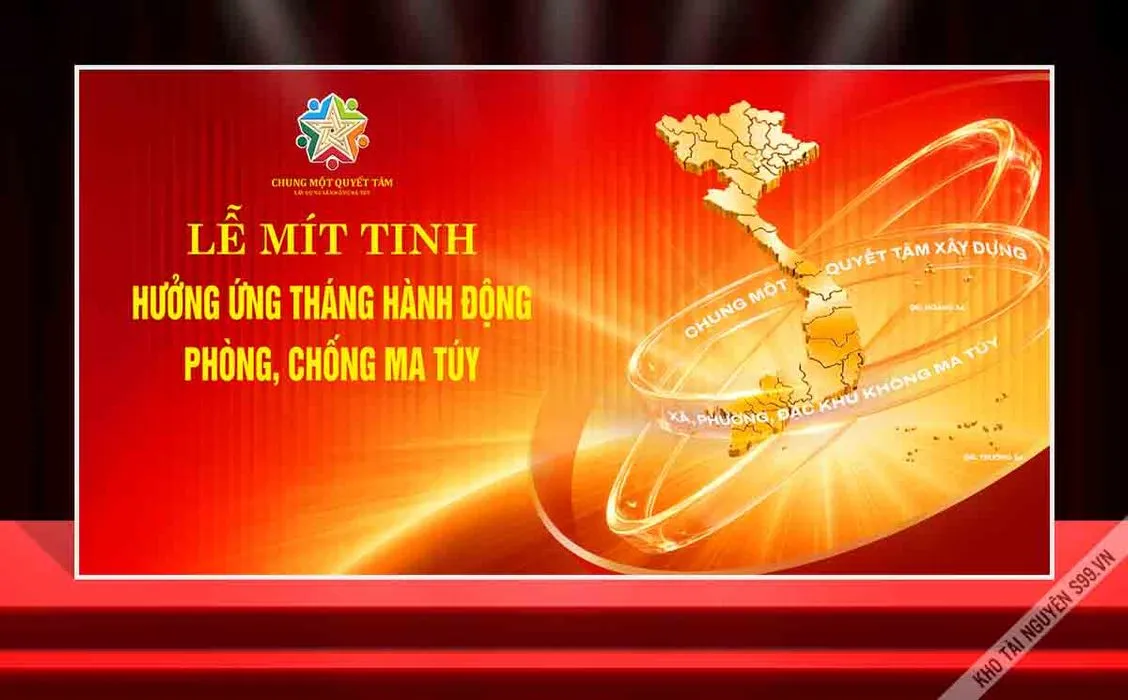Mẫu phông nền lễ mít tinh phòng chống ma túy tháng hành động File Corel