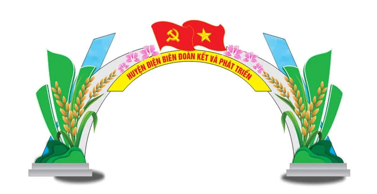 Cổng chào huyện Điện Biên đoàn kết và phát triển  File Corel