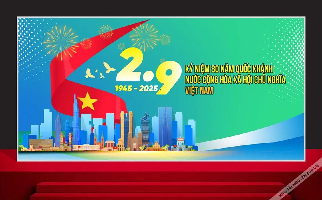 Backdrop hoạt động chào mừng 80 năm Quốc Khánh Việt Nam - Mùng 2 tháng 9
