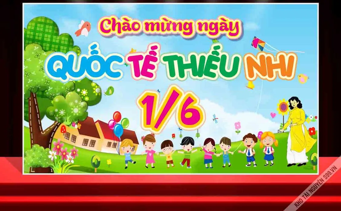 Backdrop Chào Mừng Quốc Tế Thiếu Nhi 1/6 Vector CDR Đẹp Mắt