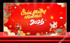 File Corel Backdrop Chúc Mừng Năm Mới 2026 Chủ Đề Tết Con Ngựa