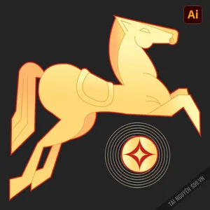 Ngựa vàng cách điệu phong cách hiện đại – File Ai