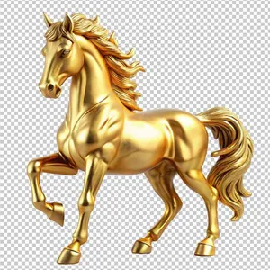 Tượng ngựa vàng mạnh mẽ chi tiết tinh xảo PSD