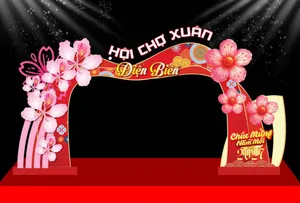 Cổng Chào Hội Chợ Xuân Điện Biên 2027 – Nền Đen Nổi Bật (CDR)