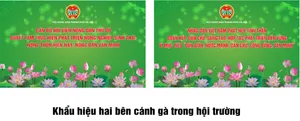 File core khẩu hiệu 2 bên cánh gà hội trường Đại hội Hội nông dân