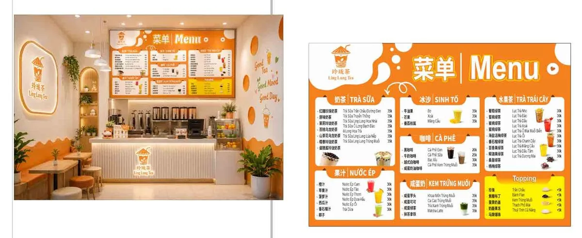 File Corel - Mẫu thiết kế menu quán trà sữa Ling Lung Tea
