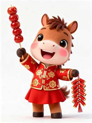 Hình Minh Họa Ngựa Hoạt Hình Dễ Thương Mừng Tết Nguyên Đán PNG