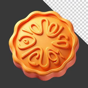 Bánh trung thu cam vàng hoa văn cách điệu độc đáo – File PNG không nền