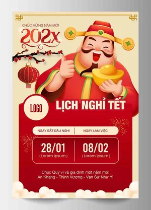 File JPG Lịch Nghỉ Tết 2026 Thần Tài May Mắn