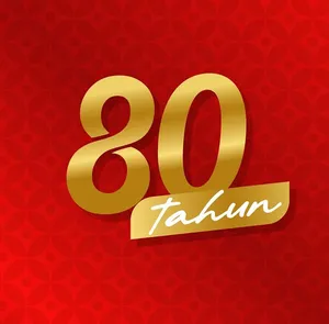 Số 80 màu vàng gold 3D trên nền đỏ file EPS - Mẫu 2