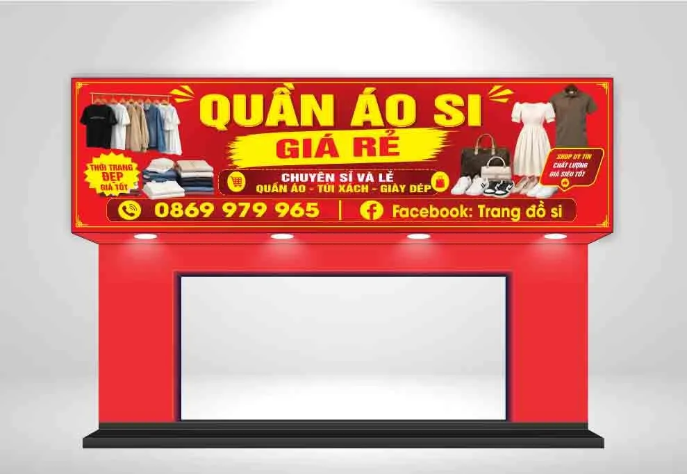Biển Hiệu Quần Áo Sỉ Giá Rẻ - Thiết Kế CDR Độc Đáo Cho Cửa Hàng
